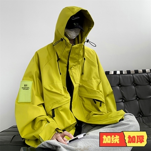 8XL-M特大码冲锋衣防水宽松工装风男夹克外套JK1306P90控118图片