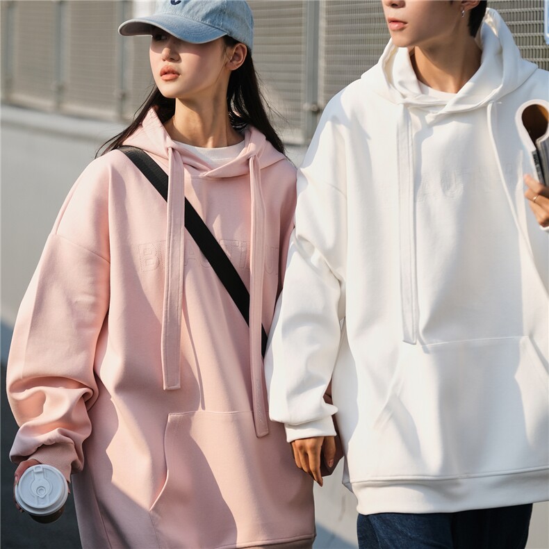 22秋装新品情侣卫衣连帽卫衣简约绣花外套宽松上衣G1017P68女,女装短外套,电商A339
