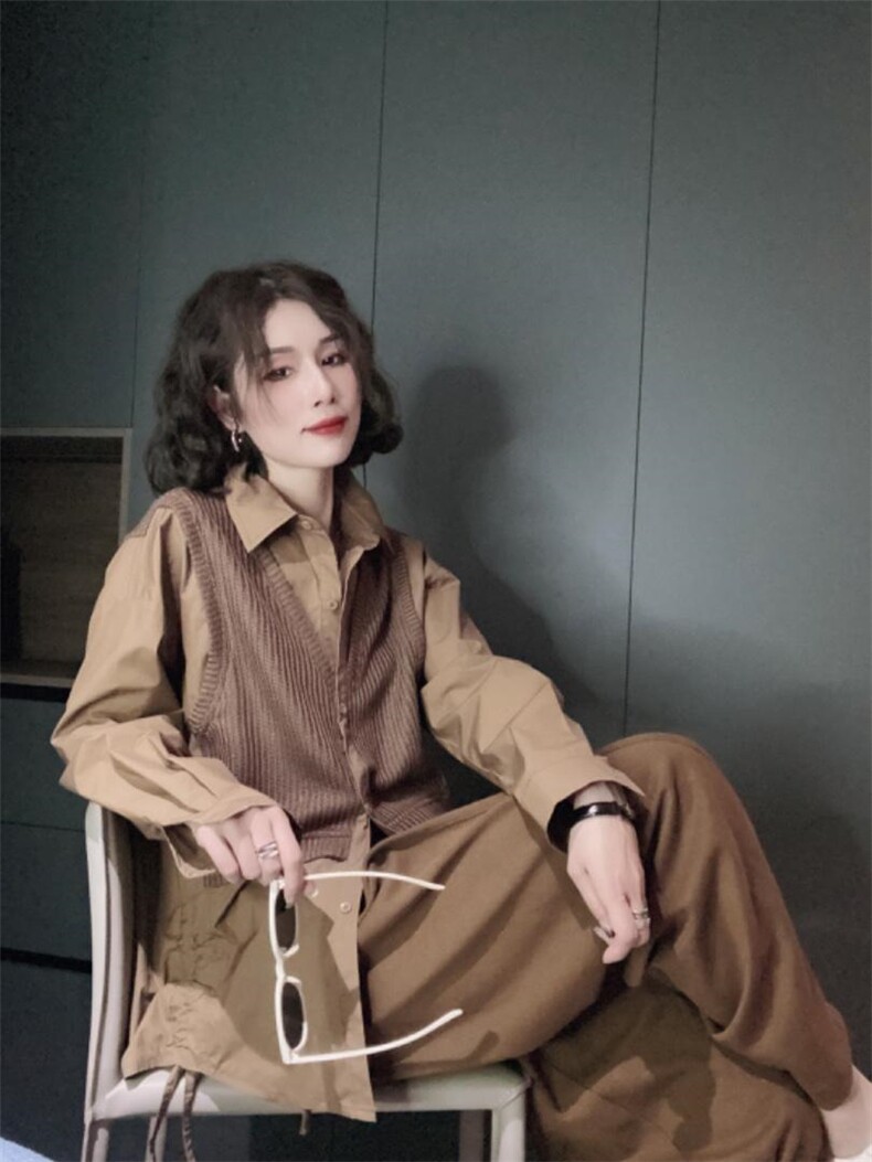 假二件套衬衣开衫ＭＬ，其它，可纳奇