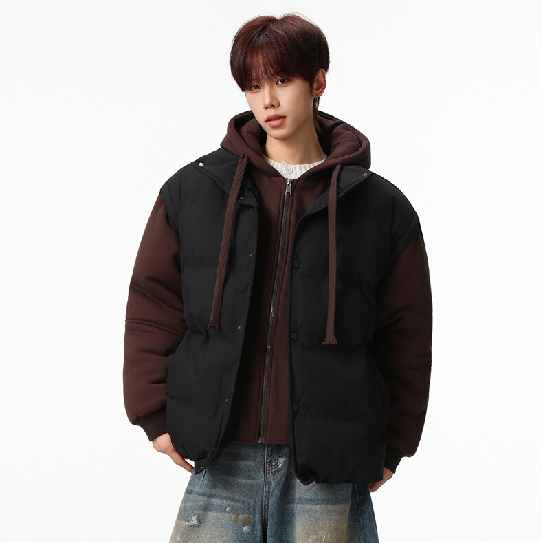 新款冬季羽绒棉服棉袄连帽假两件韩版宽松外套A436-2511-P85,男装棉衣,电商A436