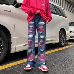 美式高街牛仔裤男韩版潮流刺绣个性帅2025秋冬ins长裤RK1126-P66图片