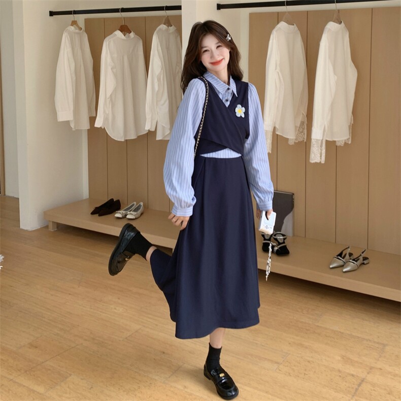 26春新款现-学院风法式收腰显瘦长袖衬衫裙2603-P150K248,女装连衣裙,2B190
