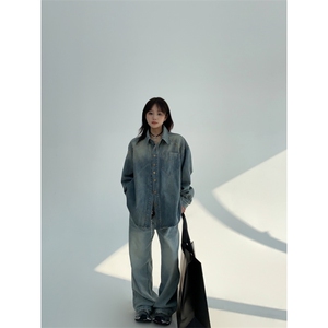 牛仔衬衫男女韩版潮流高街帅气铆钉2025夏季ins外套CY1117-P66图片