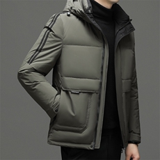 冬季新款男士连帽商务休闲羽绒服爸爸装中年厚款保暖外套男装上衣，男装羽绒服，电商B212（原钱塘6029）