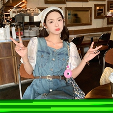 182-8533-P130K198--蕾丝袖牛仔连衣裙，女装连衣裙，帛香坊