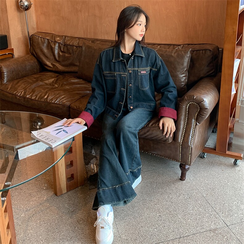 现货可推2024新款秋装港风复古简约宽松休闲气质水洗牛仔外套女,商品下架区,网红馆