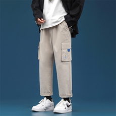 加绒运动风2021九分裤男潮流宽松运动休闲工装裤5106-P30加绒批35，男装休闲裤，星座718-1