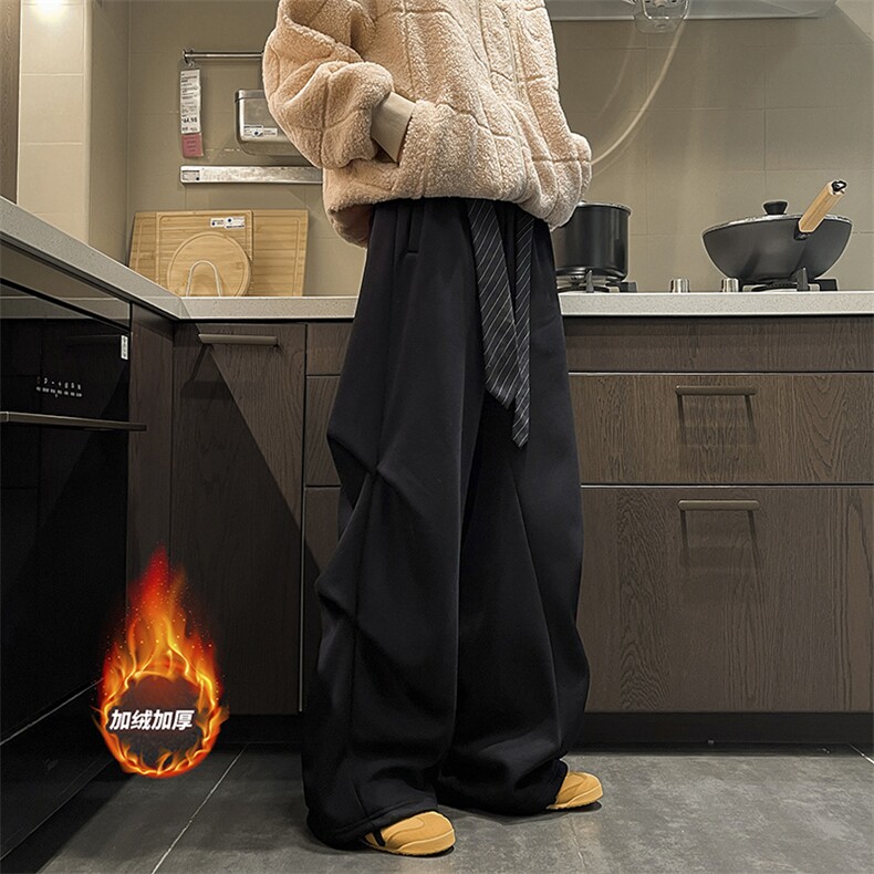 都市时髦文艺风现代美学休闲裤设计感百搭加绒长裤K889TP60，男装卫衣，电商A102B