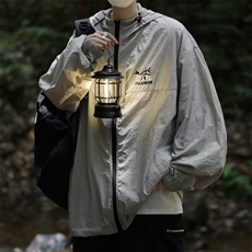 胖子大码超薄刺绣冰丝冲锋衣男女情侣生连帽防紫外户外情侣防晒服，男装防晒衣，星座601-1