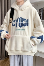 2023秋冬羊羔绒刺绣上衣潮加绒连帽卫衣外套男女983-P90控价128，男装卫衣，电商A441-1