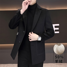冬季新款男士西装领毛呢大衣中长款羊毛呢子风衣外套上衣7917P180，男装风衣，电商B226