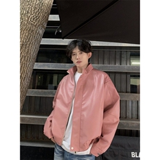 现货宽松潮流垫肩百搭皮衣时尚短款夹克外套1209-1-JK20-P70，男装夹克，星座1209-1