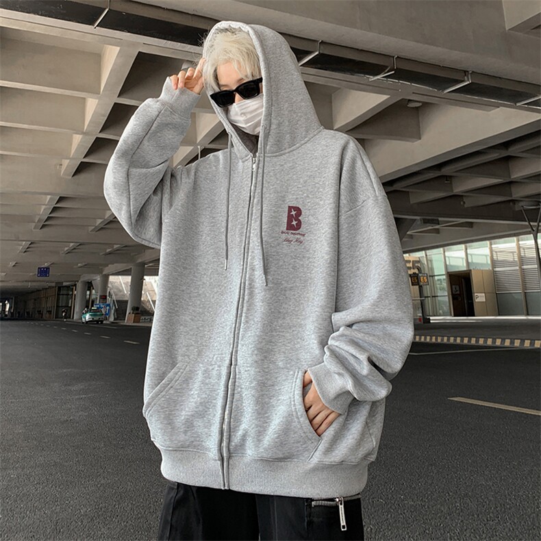 抖音得物高品质360G重磅阔版宽松光版纯色连帽卫衣外套KS163特P45,女装短外套,电商A486