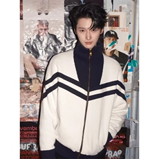 2025秋冬新款轻奢复古条纹立领拉链针织衫男撞色设计百搭毛衣，男装针织衫/毛衣，四季星座505