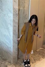 秋季披肩衬衫裙，女装衬衫，吉之红