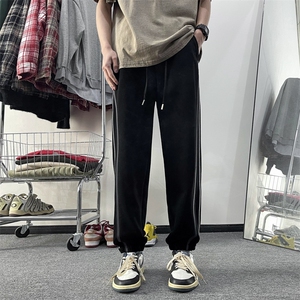 2024新款条纹运动裤男春季高街hiphop宽松直筒裤 现货K7690-P44图片