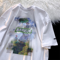 T恤潮流圆领男港风印花2024新款百搭休闲时尚DS-B299-5112P45控69，男装T恤，电商A061-1
