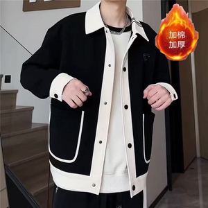 (网图)摇粒绒加棉棉服翻领拼接开衫轻奢棉衣  313B-JK72加棉-P105图片