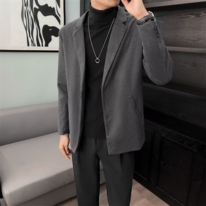毛呢西装外套男秋冬季新款男装休闲冬季男士厚呢子西服 M53图片