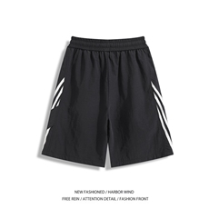 抖音品质夏季新款美式条纹宽松休闲五分裤B315-K25791-特p25控48，男装休闲裤，电商B315