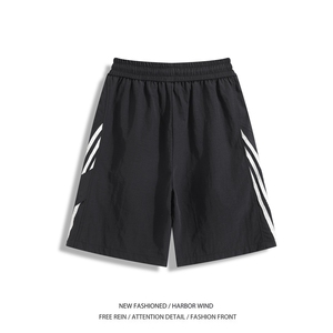 抖音品质夏季新款美式条纹宽松休闲五分裤B315-K25791-特p25控48图片