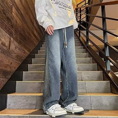 1506/Q6390/P46春夏阔腿牛仔裤高街牛仔裤男生男士男款牛仔裤子，男装牛仔裤，星座1506