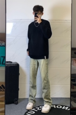 B221美式ins高街暗黑小众个性设计直筒牛仔裤LK23144-P65控88，男装牛仔裤，电商B221