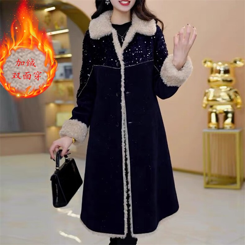 【大货已出】双面穿时尚雪尼尔绒加厚外套女新款显瘦减龄大衣,女装皮草,韩蔻秀