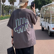 夏季纯棉短袖T恤男原宿港风ins潮牌休闲百搭圆领上衣T1437-P26，男装T恤，星座512-2
