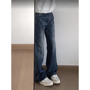 大货 修身微喇版~cleanfit闪电纹牛仔裤男美式vibe休闲裤K889-P48图片