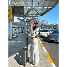 美式慵懒风字母印花阔腿休闲裤男女宽松垂感直筒长裤LB31066-P50，男装休闲裤，星座1008
