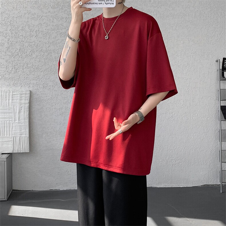 8XL-M高品质重磅棉光版纯色短袖T恤百搭款半截袖五分袖DX332特P23图片