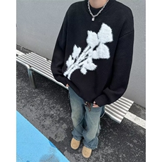 针织衫男女韩版潮流提花帅百搭宽松2024冬季新款ins毛衣MZ570-P46，男装针织衫/毛衣，星座412-2