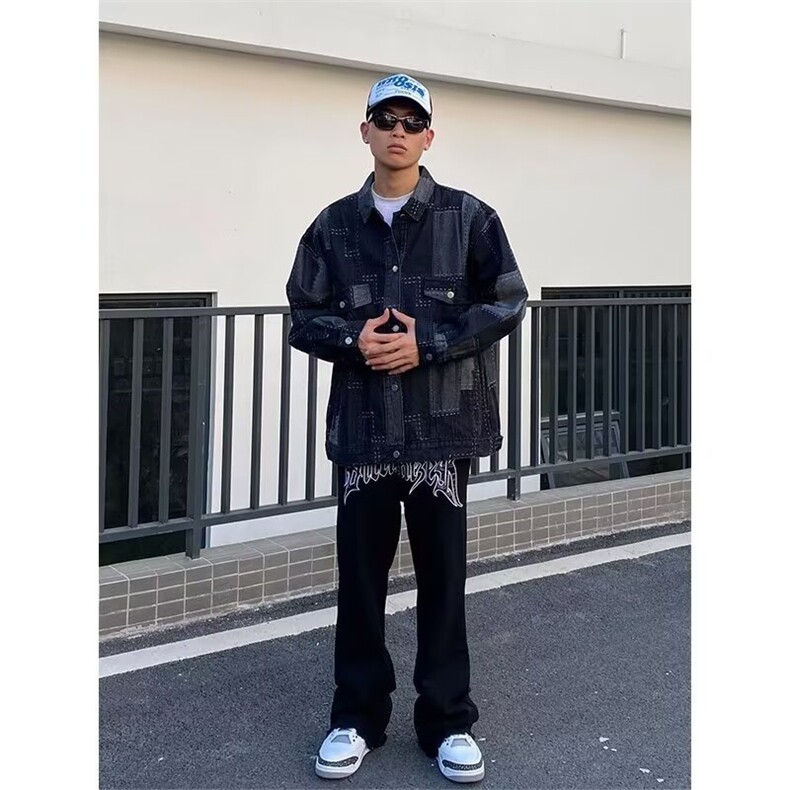 1506/QY80300/P44复得先生格子新款宽松休闲外套男韩版潮流衣服,女装短外套,星座1506