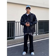 1506/QY80300/P44复得先生格子新款宽松休闲外套男韩版潮流衣服，女装短外套，星座1506