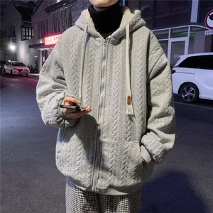 毛毛棉服连帽外套男冬装港风宽松潮牌棉衣潮流百搭棉袄W4291-P58图片
