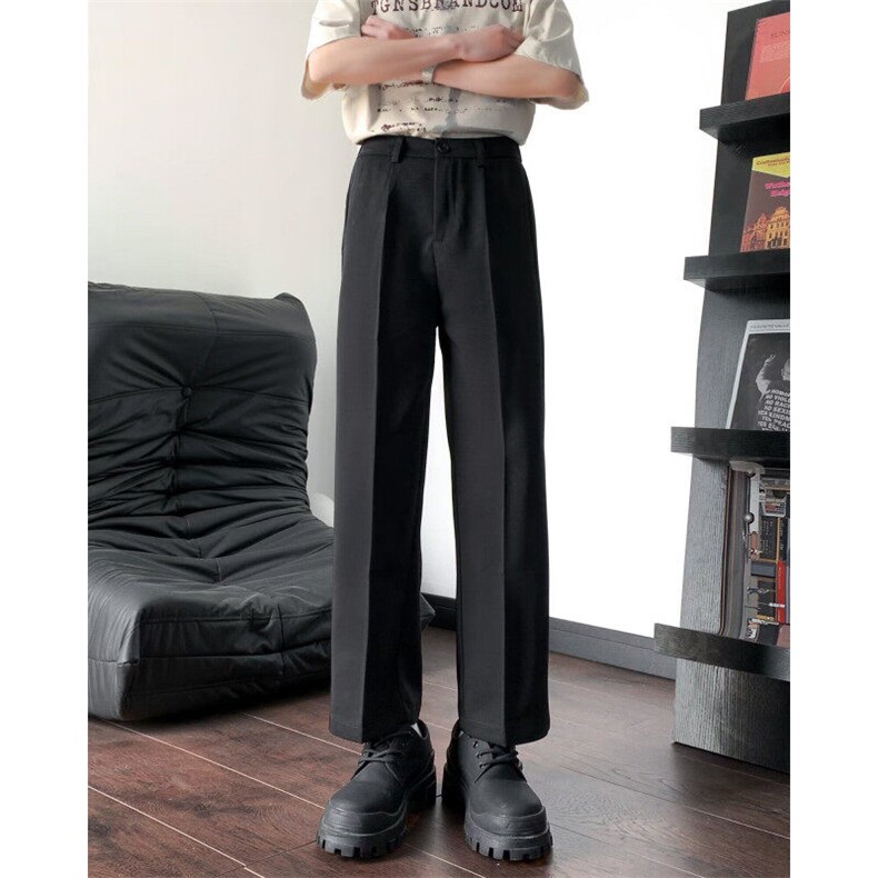 夏季垂坠感西裤男款港风高级感痞帅西装裤直筒裤CX30P36，男装西裤，星座1013-1