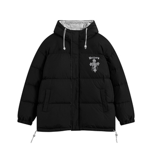 特批新款平铺十字架字母印花休闲连帽棉服A247-MY162 特批85控138图片