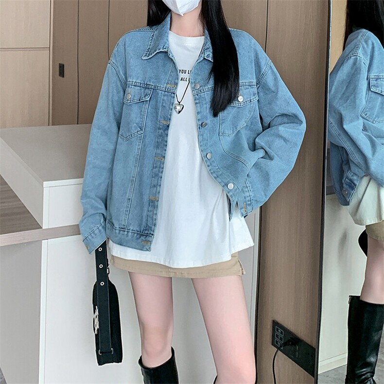 2025秋季新款蓝色牛仔外套女韩版外搭上衣宽松牛仔夹克NZ059-P88,男装工装外套,星座911-3