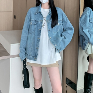2025秋季新款蓝色牛仔外套女韩版外搭上衣宽松牛仔夹克NZ059-P88