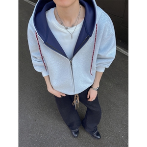 重磅拼色男女连帽卫衣特P58M-3XL,牛油果色毛衣穿搭图图片