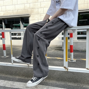 A133-P45 刺绣roora情侣装运动裤男大码bf束脚直筒卫裤图片