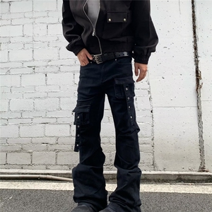 美式复古hiphop重工多口袋嘻哈街头高街喇叭牛仔裤K71526-P50网图