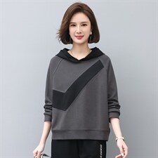 2024年春秋季新款刺绣卫衣女连帽衫韩版休闲百搭长袖上衣服女棉，女装卫衣/绒衫，忆绮罗