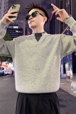 春秋日系复古假两件毛衣男潮保暖套头圆领针织衫8019-P78控118，男装针织衫/毛衣，电商C208