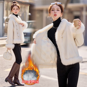 2025冬装新款时髦麂皮绒羽绒服外套图片