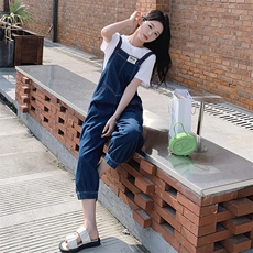 牛仔工装背带裤女小个子2025新款春秋孕妇女装宽松显瘦休闲九分裤，女装套装/套裙，慧尚2-185