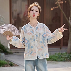 2025新款春装新中式国风复古盘扣刺绣气质宽松显瘦上衣短款外套女，女装短外套，曼娅璐