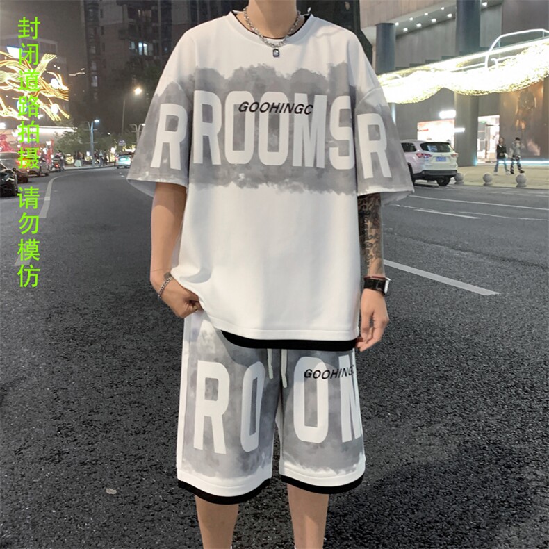 量大优供视频菠萝格套装短袖短裤男大码M-5XTZ22-特P50,男装休闲套装,电商B325