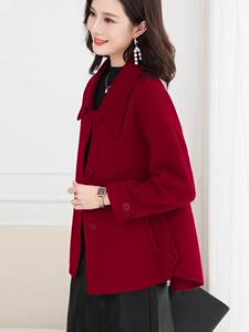 2022新款气质衬衫领短款休闲羊毛双面呢大衣,女装衬衫,L·H·X